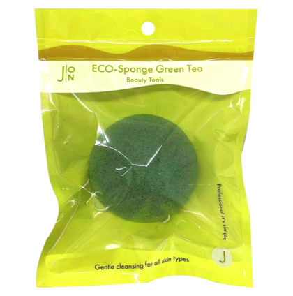 J:on Эко-спонж конняку для умывания «Зелёный чай»  ECO-sponge green tea beauty tools
