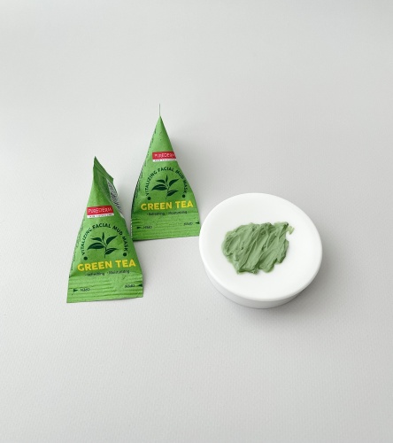 Purederm Маска для лица с глиной и зелёным чаем (пирамидка) Green tea vitalizing facial mud mask фото 3