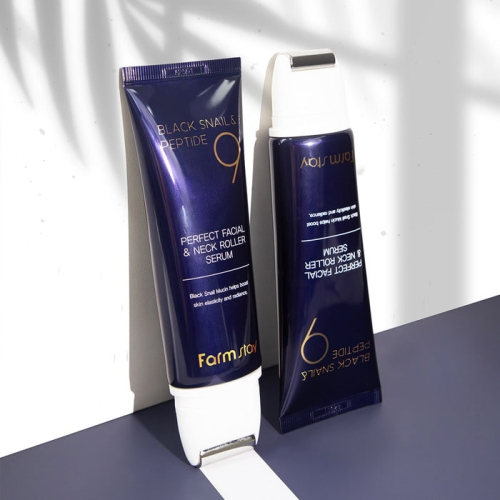FarmStay ���������-������ ��� ��� � ���� � ������� ������ ������ � ���������, Black Snail & Peptide 9 Perfect Ffcial & Neck Roller Serum ���� 2