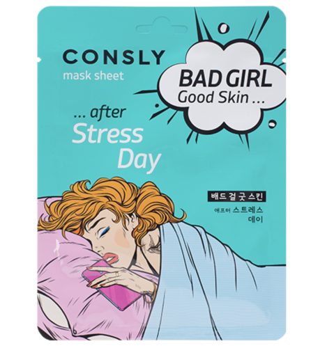 Consly Тканевая маска "После тяжёлого дня", Bad Girl Good Skin After Stress Day Mask Sheet Consly Тканевая маска "После тяжёлого дня", Bad Girl Good Skin After Stress Day Mask Sheet