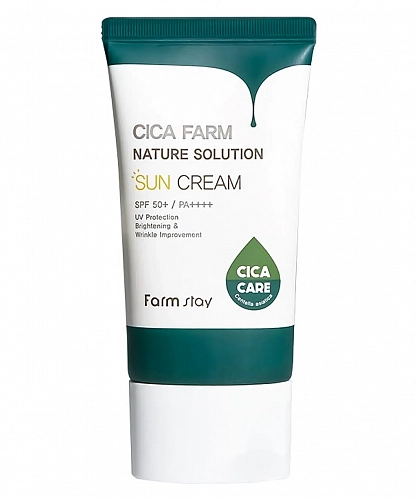 FarmStay Солнцезащитный крем с центеллой и мадекассосидом  Cica Farm Nature Solution Sun Cream Spf50+ / PA++++