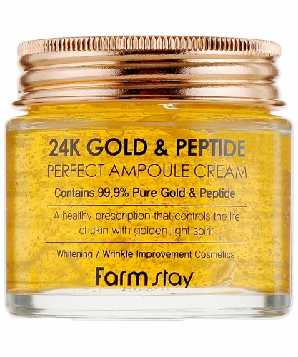 FarmStay Крем-гель для лица с золотом и пептидами  24K gold & peptide perfect ampoule cream
