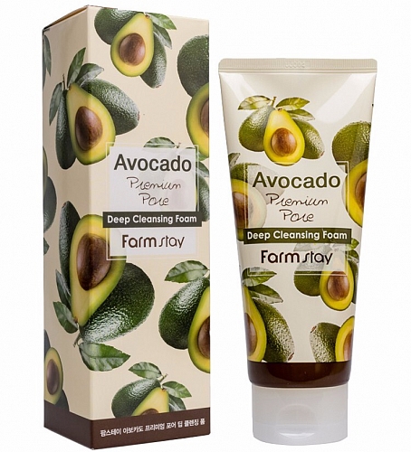 FarmStay Пенка для умывания с маслом авокадо  Avocado premium pore deep cleansing foam