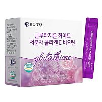 BOTO Низкомолекулярный питьевой морской коллаген с глутатионом, 30 саше, Glutathione White Fish Collagen C Biotin