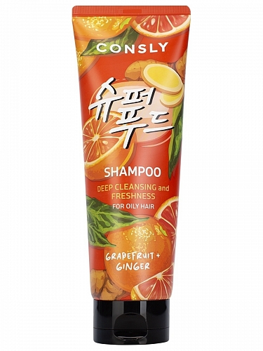 Consly Шампунь для волос с грейпфрутом и имбирём  Grapefruit + ginger shampoo deep cleansing and freshness