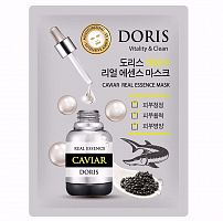 Doris Тканевая маска с экстрактом чёрной икры  Caviar real essence mask