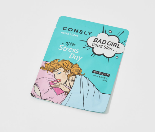 Consly Тканевая маска "После тяжёлого дня", Bad Girl Good Skin After Stress Day Mask Sheet фото 2 Consly Тканевая маска "После тяжёлого дня", Bad Girl Good Skin After Stress Day Mask Sheet фото 2