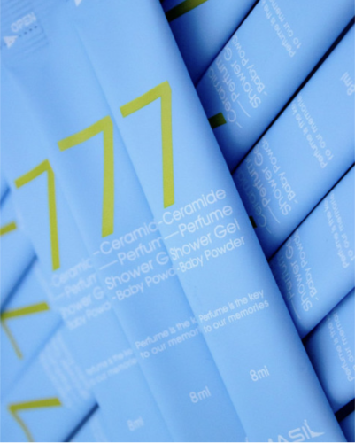 Masil      " " (), 7 Ceramide Perfume Shower Gel Baby Powder Tester  2