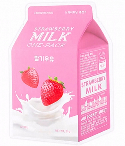 A'pieu Тканевая маска с клубникой и молочными протеинами Milk one-pack strawberry