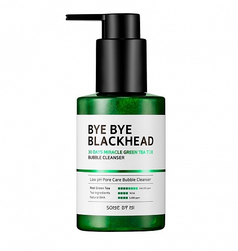 Some by mi Пузырьковая маска-пенка с кислотами для очищения кожи  Bye Bye blackhead 30 days miracle green tea tox bubble cleanser