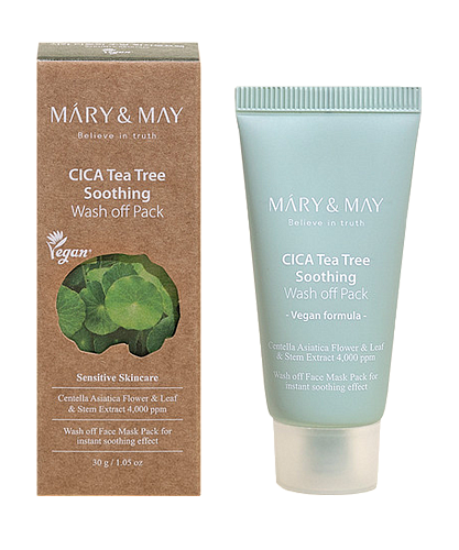 Mary&May Очищающая глиняная маска с центеллой и чайным деревом (мини)  CICA Tea Tree Soothing Wash Off Pack Mini