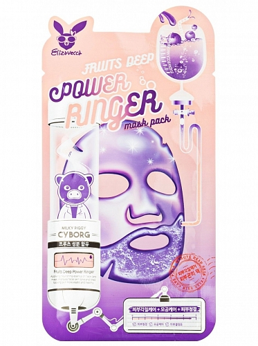 Elizavecca Тканевая маска с фруктовыми экстрактами  Fruits deep power ringer mask pack