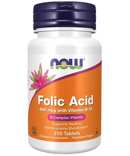[] Now Foods   , 250 , Folic Acid 800 mcg with Vitamin B-12, 250 Tablets