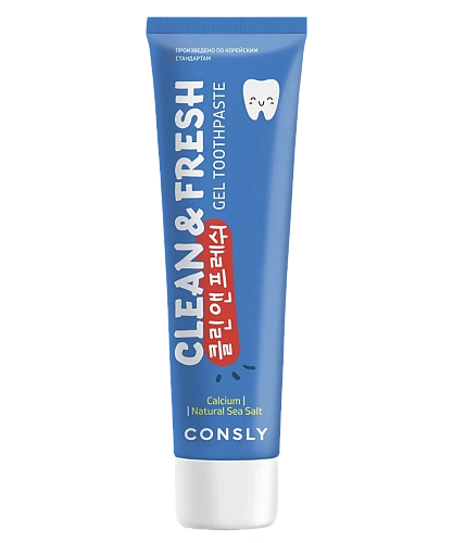 Consly Гелевая зубная паста кальций + морская соль  Clean&fresh gel toothpaste calcium & natural sea salt
