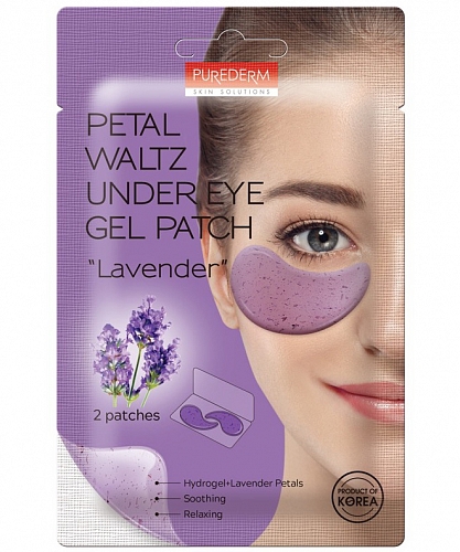 Purederm Гидрогелевые патчи с лепестками лаванды 1 пара  Petal waltz under eye gel patch ‘lavender’