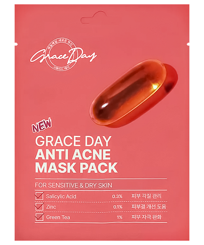 Grace Day Тканевая маска против акне с цинком и салициловой кислотой  Anti Acne Mask Pack