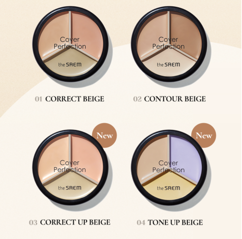The SAEM   -,  01 Correct Beige, Cover Perfection Triple Pot Concealer  3