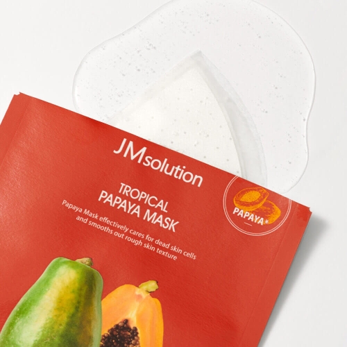 JMsolution Обновляющая тканевая маска с папайей и кислотами, Tropical Papaya Mask фото 2