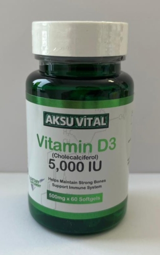 [] AksuVital   D3   500 - 5000 IU, 60 , Vitamin D3 Cholecalciferol 500mg 5000 IU  3