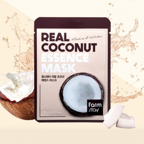 FarmStay Тканевая маска с кокосом  Real coconut essence mask фото 3
