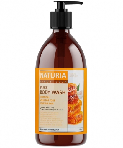 Naturia     ,     Pure body wash honey & white lily