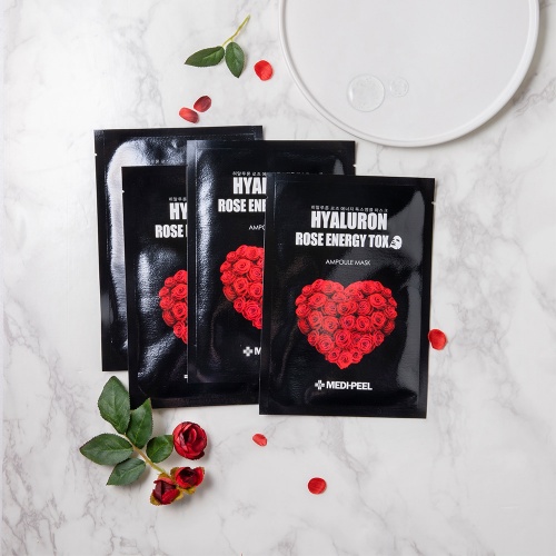 MEDIPEEL �������� ����� � ����� � ������������ ��������,  Hyaluron rose energy tox ampoule mask ���� 4
