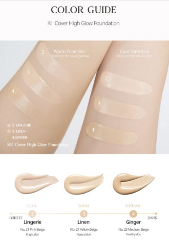 CLIO      ,  3-BY Linen, Kill Cover High Glow Foundation  4