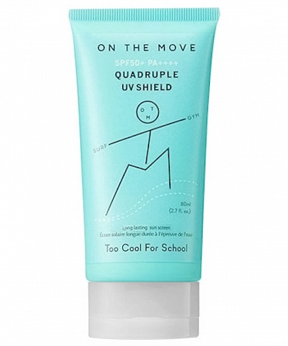 Too cool for school Стойкий солнцезащитный крем для лица SPF50+ PA++++  On the move quadruple UV shield