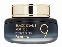 FarmStay Крем для лица с муцином чёрной улитки и пептидами  Black snail & peptide perfect cream