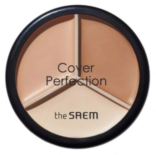 The SAEM Палетка кремовых консилеров-корректоров, оттенок 02 Contour Beige, Cover Perfection Triple Pot Concealer