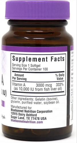 [] Bluebonnet    10000  (100 ), Nutrition Vitamin A 3000 mcg (10000 IU)  3