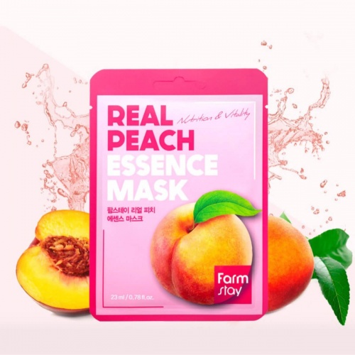 FarmStay Тканевая маска для лица с персиком  Real peach essence mask фото 4