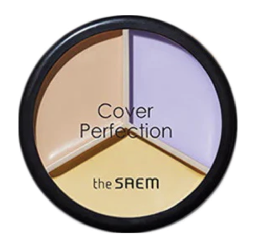 The SAEM Палетка кремовых консилеров-корректоров, оттенок 04 Tone Up Beige, Cover Perfection Triple Pot Concealer