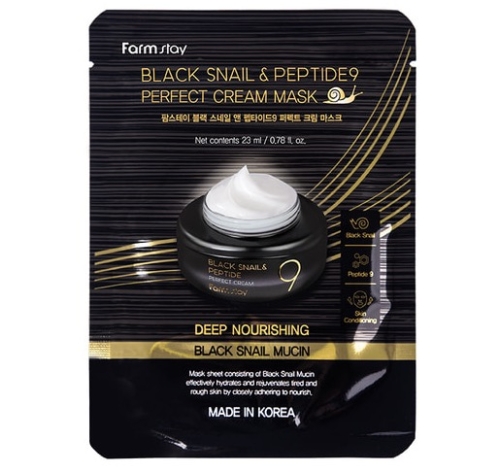 FarmStay �������� ����-����� � ������� ������ ������ � ���������, Black Snail & Peptide9 Perfect Cream Mask