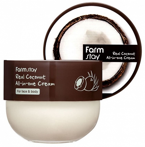 FarmStay Крем для лица и тела с кокосовым маслом  Real coconut all-in-one cream face & body