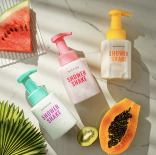 Spark&Glow ���������� ����-���� ��� ���� � �������� ������� � ������, Shower Shake Papaya&Peach Skins ���� 4