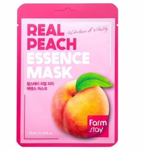 FarmStay Тканевая маска для лица с персиком  Real peach essence mask