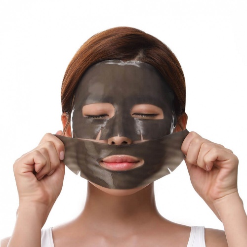 Petitfee Гидрогелевая маска с чёрным жемчугом  Black pearl & gold hydrogel mask pack фото 3