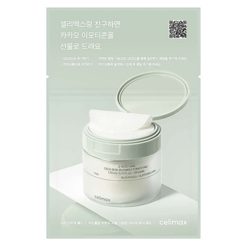 Celimax -       (), 10 , Ji Woo Gae Cica BHA Blemish Toner Pad