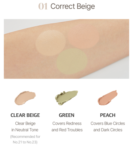 The SAEM   -,  01 Correct Beige, Cover Perfection Triple Pot Concealer  5
