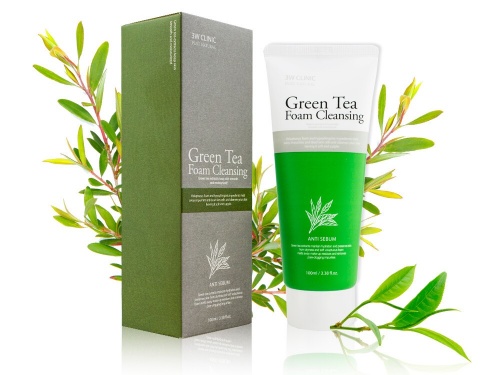 3W clinic Пенка для умывания с зелёным чаем Green tea cleansing foam фото 4