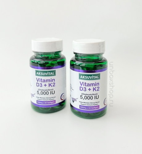 [] AksuVital   D3+K2   500 - 5000 IU, 60  , Vitamin D3+K2 Cholecalciferol 500mg 5000 IU  2