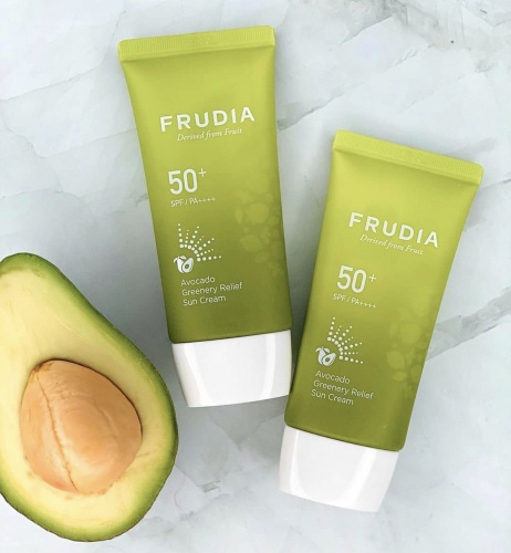 Frudia Солнцезащитный крем для лица с авокадо  Avocado greenery relief sun cream фото 2