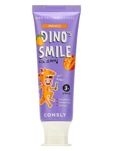 Consly Детская гелевая зубная паста со вкусом манго  Dino's Smile Kids Gel Toothpaste Mango