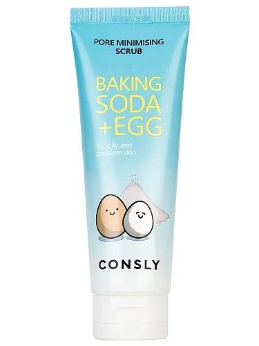 Consly Скраб для лица с содой и яичным белком  Pore minimising scrub baking soda egg