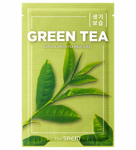 The SAEM Тканевая маска для лица с зелёным чаем (освежающая)  Natural Green Tea Mask Sheet