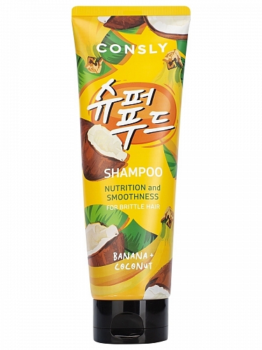 Consly Шампунь для волос с бананом и кокосом  Banana+coconut shampoo nutrition and smoothness