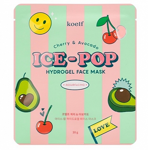 Koelf Гидрогелевая маска с вишней и маслом авокадо  Ice-pop hydrogel face mask cherry&avocado
