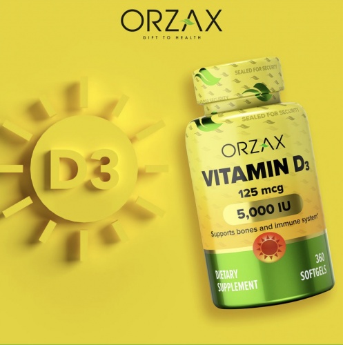 [] Orzax  D3 5000 .  -, 360  Vitamin D3 5000 IU, 125 mcg 360 Mini Softgel  9