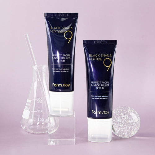 FarmStay ���������-������ ��� ��� � ���� � ������� ������ ������ � ���������, Black Snail & Peptide 9 Perfect Ffcial & Neck Roller Serum ���� 6